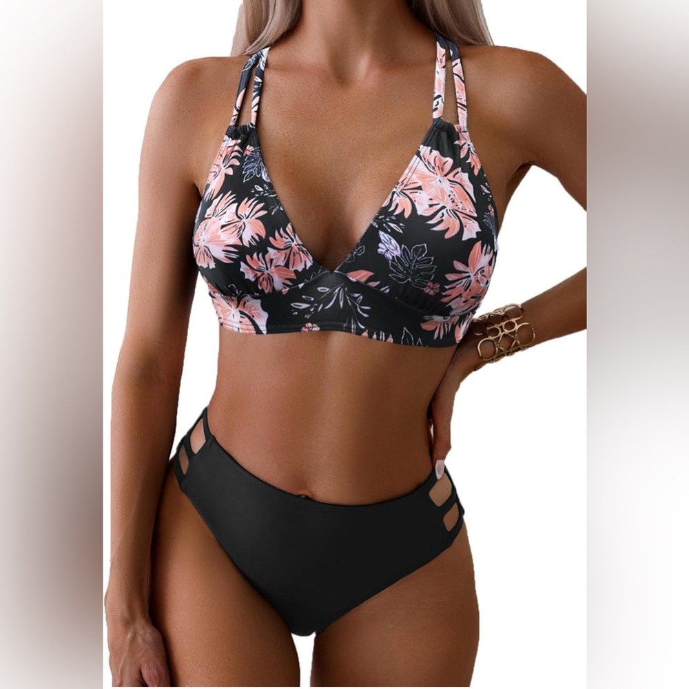 Floral Black Bikini Set * Size XS * Brand New *